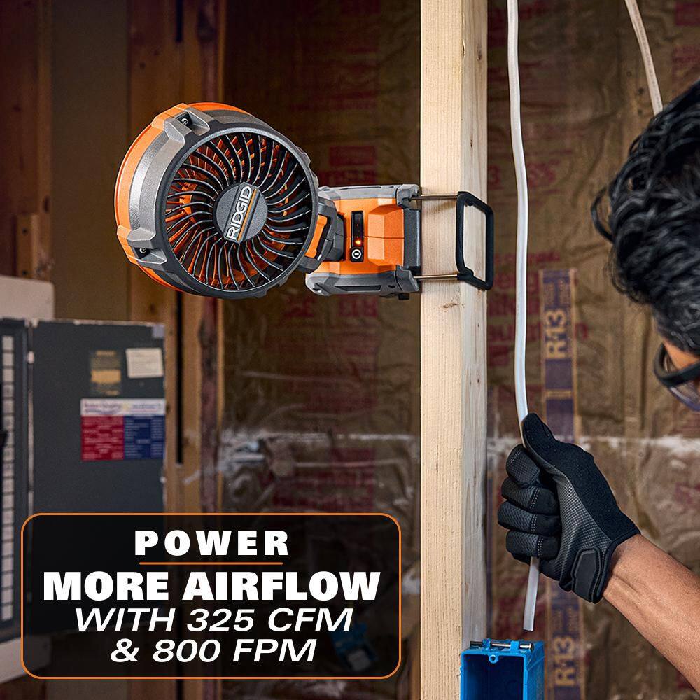 RIDGID 18V SubCompact Brushless Cordless Magnetic Clamp Fan 2-Pack with (2) 4.0 Ah Batteries, Charger, and Bag R860723B-R860723B-AC93044SBN