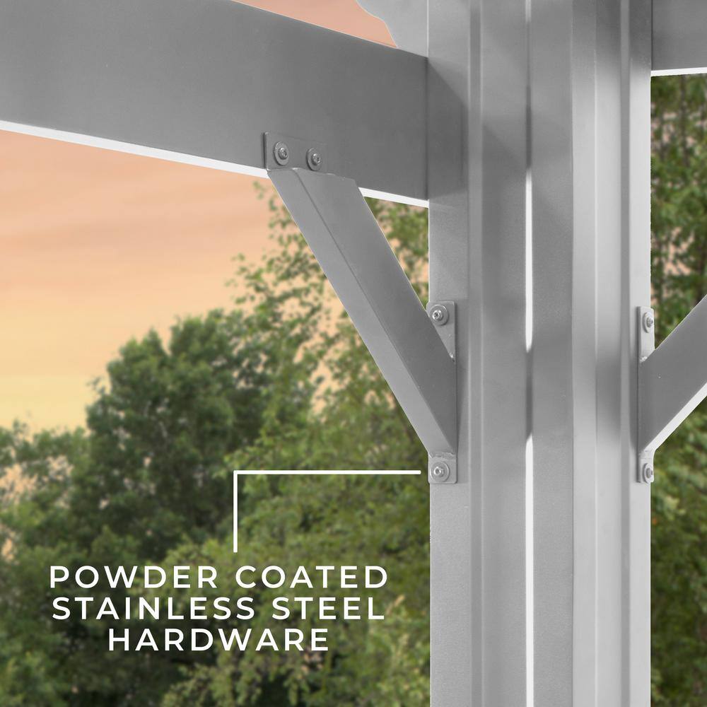 Backyard Discovery Hawthorne 12 ft. x 14 ft. White Steel Traditional Pergola with Sail Shade Soft Canopy 2105553BCOM