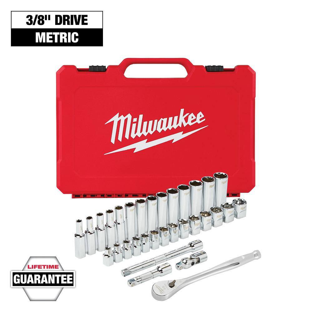 Milwaukee 3/8 in. Drive Metric Ratchet and Socket Mechanics Tool Set (32-Piece) 48-22-9508