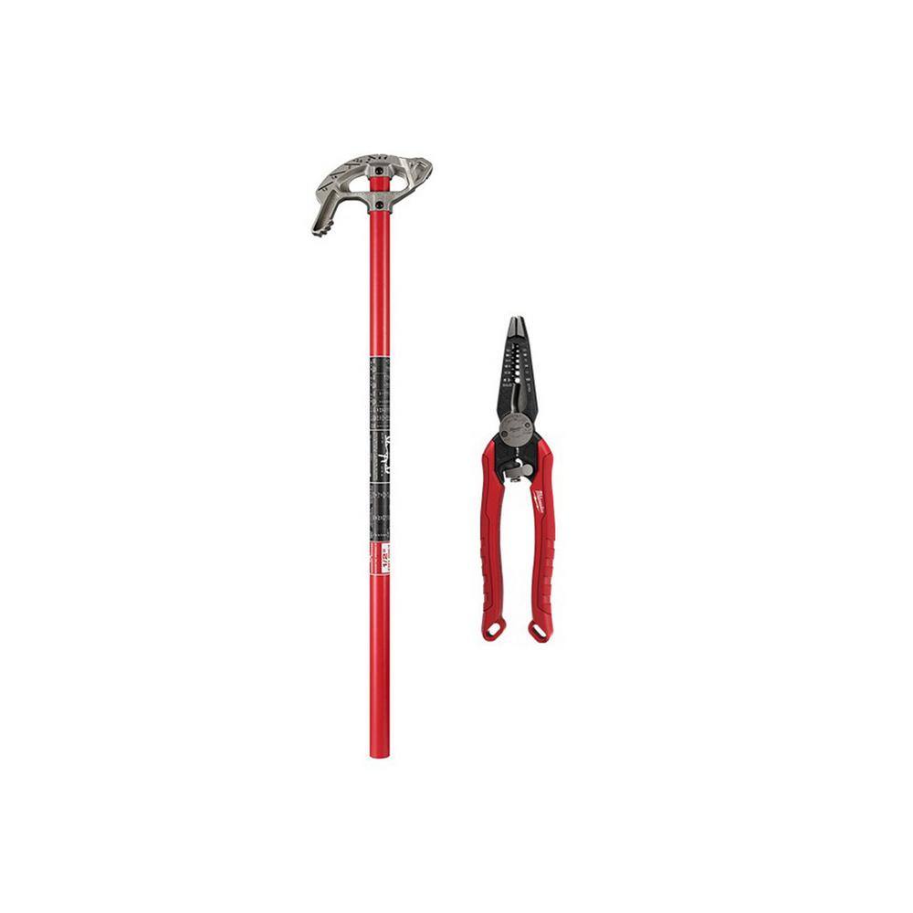 Milwaukee 1/2 in. Aluminum Conduit Bender and Handle and 9 in. 7-in-1 Combination Wire Strippers Pliers 48-22-4070-48-22-3078
