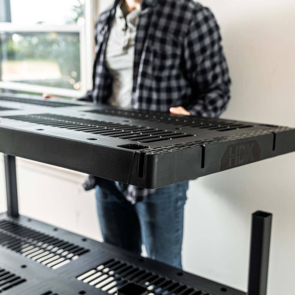 HDX 5 Tier Plastic Adjustable Garage Storage Shelving Unit in Black (48 in. W x 75 in. H x 24 in. D) 999-9324BB5