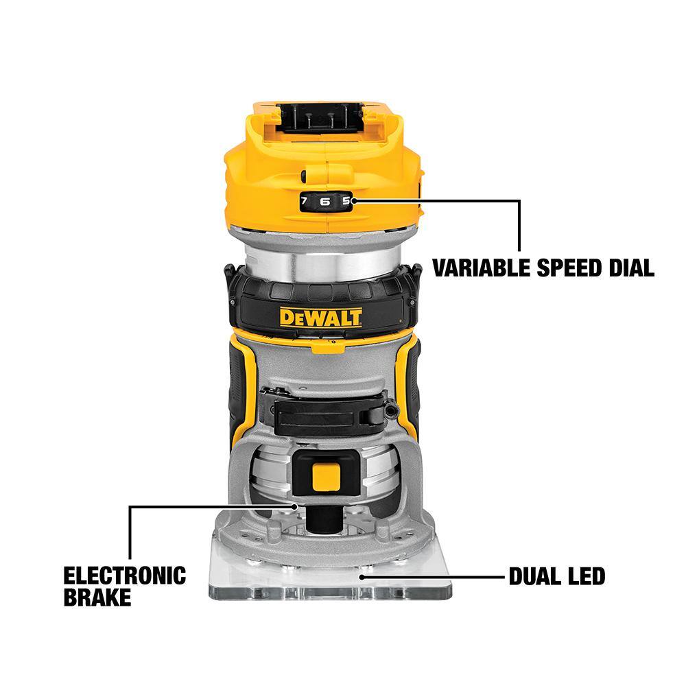 DEWALT 20V MAX XR Cordless Brushless Jigsaw and 20V MAX XR Brushless Router (Tools Only) DCS334BW600B