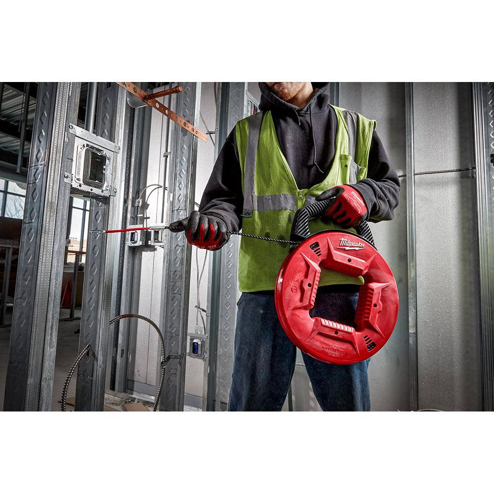 Milwaukee 50 ft. x 13 in. Polyester Fish Tape with Flexible Metal Leader and Rasping Jab Saw 48-22-4192-48-22-0104