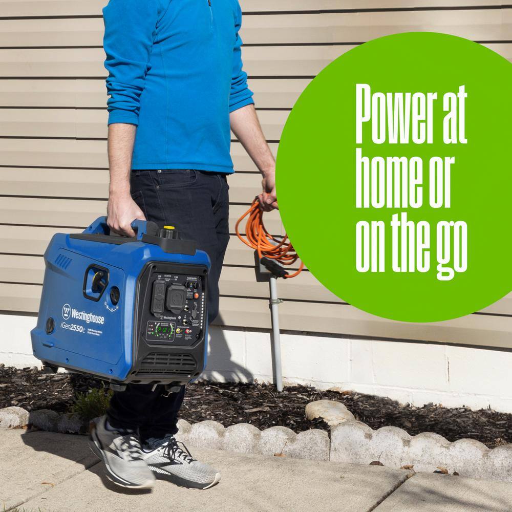 Westinghouse 2,550-Watt Gas Powered Portable Inverter Generator with Recoil Start, Quiet Technology, LED Data Center iGen2550c