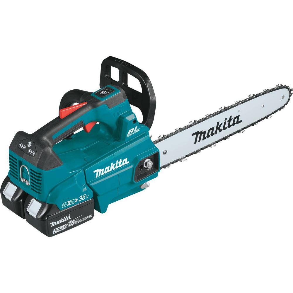 Makita LXT 16 in. 18V X2 (36V) Lithium-Ion Brushless Top Handle Chain Saw Kit 5.0Ah with 18V LXT Battery Pack 5.0Ah(2-Pk) XCU09PTBL1850B2