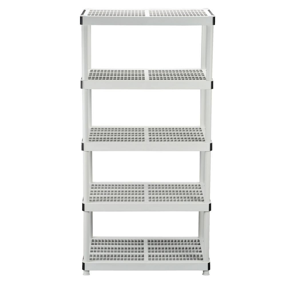 HDX 5-Tier Easy Assembly Multi-purpose Plastic Garage Storage Shelving Unit in Gray (36 in. W x 72 in. H x 24 in. D) 128974