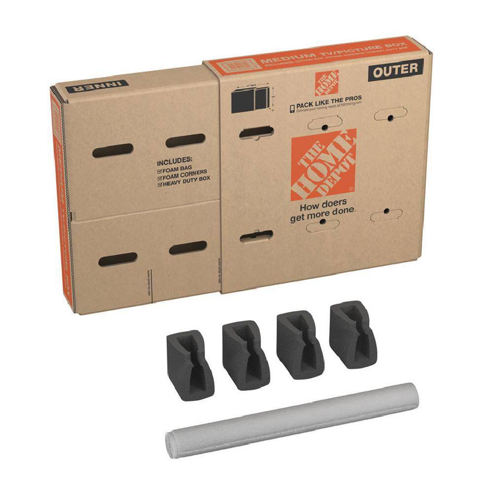 The Home Depot 25 in. L x 4 in. W x 26 in. D Heavy Duty Medium Adjustable TV, Picture, and Mirror Moving Box (42-Pack) MEDTV42