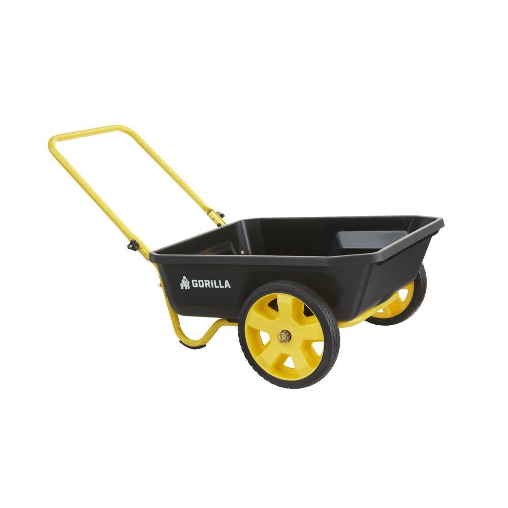 GORILLA CARTS 4 cu. ft. Poly Utility Garden Cart, 300 lbs. Capacity, 12 in. No-Flat Tires, Extra-Wide Foldable Handle GCR-4W