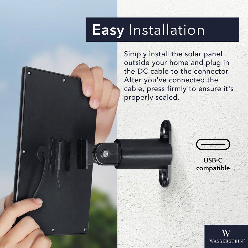 Wasserstein Solar Panel Compatible with Ring Spotlight Cam Battery, Ring Stick Up Cam Battery and Reolink Argus Pro (2 Pack, Black) 4897080227429