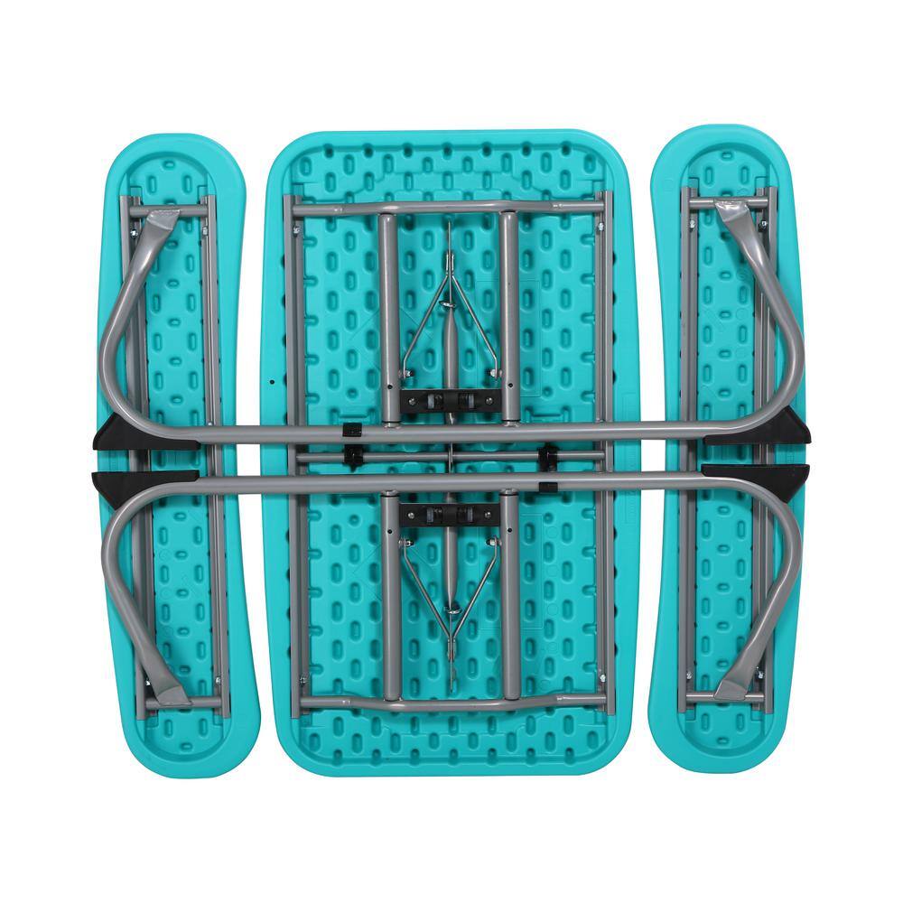 Lifetime 35.4 in. Aqua Blue Rectangle Steel and Resin Kids Picnic Table Seats 4 260219