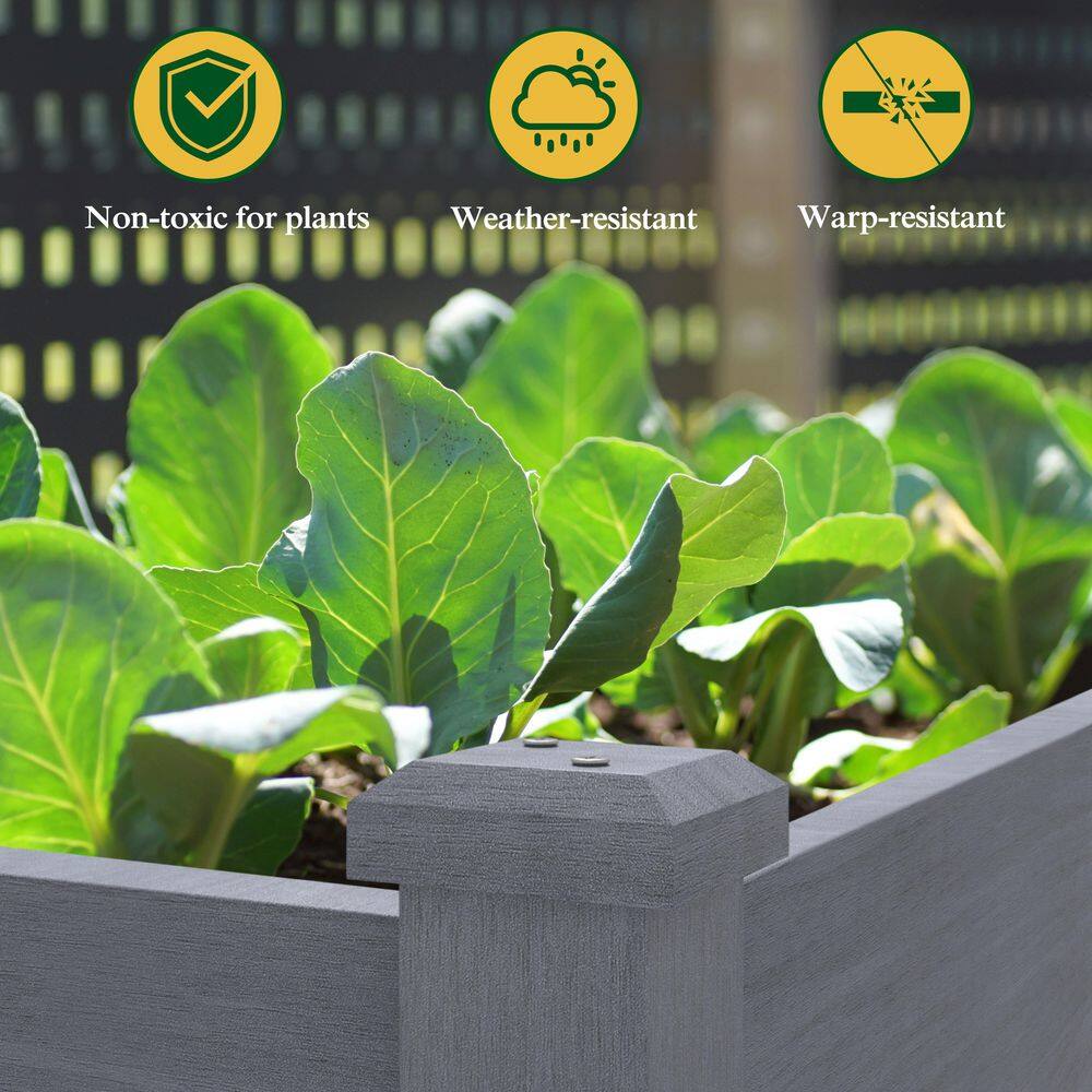 VEIKOUS 47 in. L x 23 in. W x 30 in. H Cedar Wood Raised Garden Bed, Elevated Planter Box with Liner, Gray PG0102-01GY-7