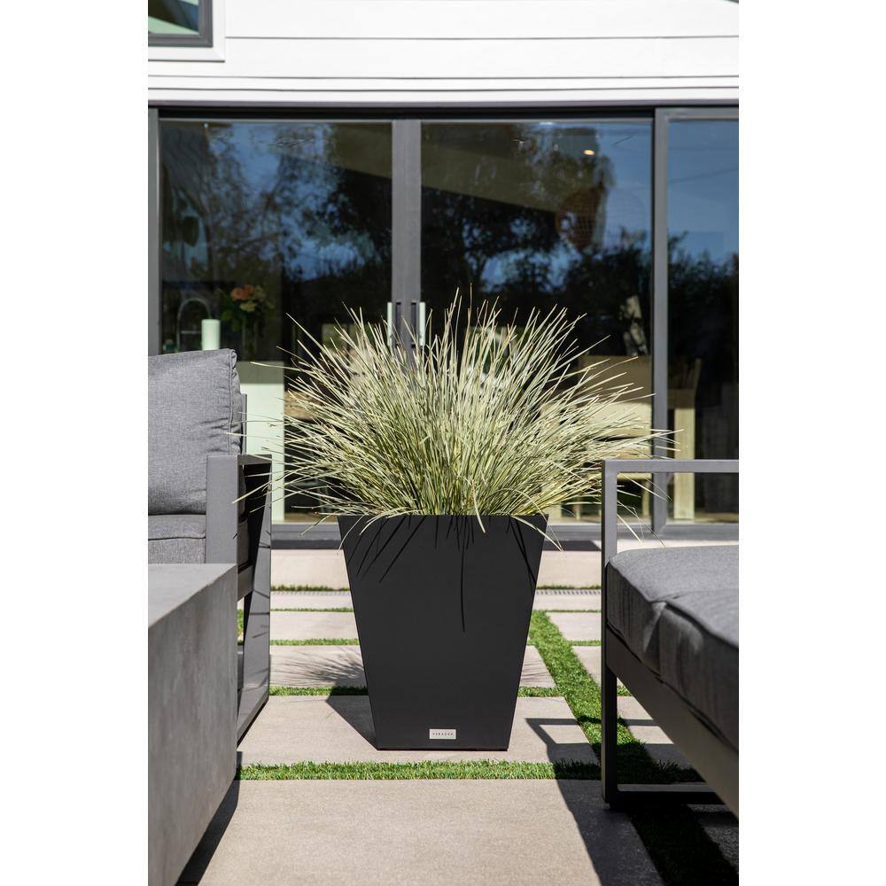 Veradek Nobleton Large Black Plastic Tapered Planter with Drainage Holes (16 in. L x 16 in. W x 18 in. H) NBV18B