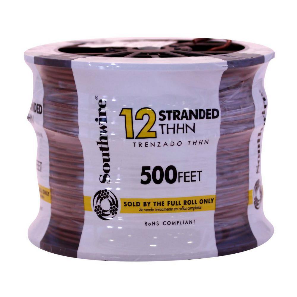 Southwire 500 ft. 12 Brown Stranded CU THHN Wire 22971658
