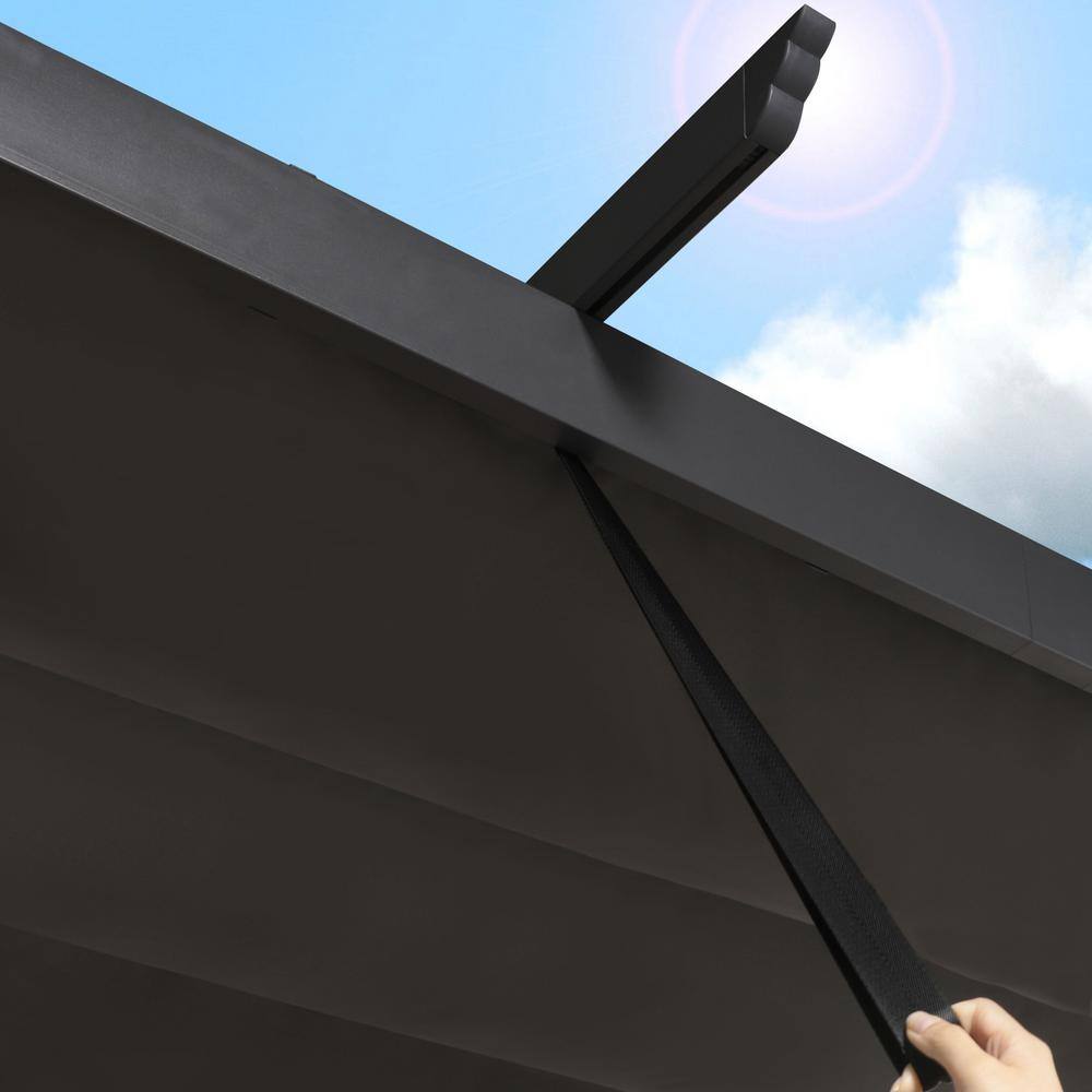 VEIKOUS 16 ft. W x 12 ft. D Aluminum Pergola Outdoor with Dark Gray Retractable Canopy PG0202-04GY