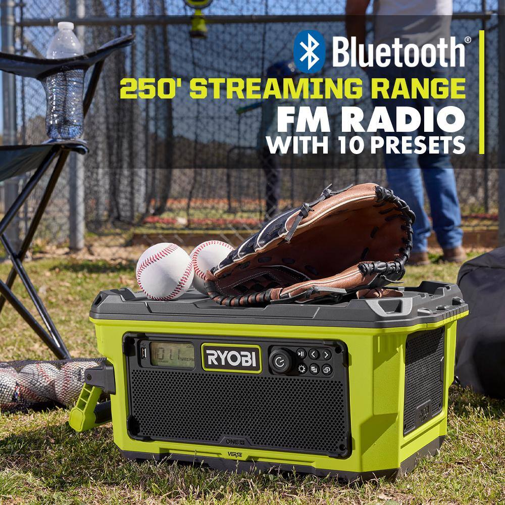 RYOBI ONE+ 18V Hybrid VERSE LINK Stereo and WHISPER SERIES 7-1/2 in. Fan (Tools Only) PCL601B-PCL811B