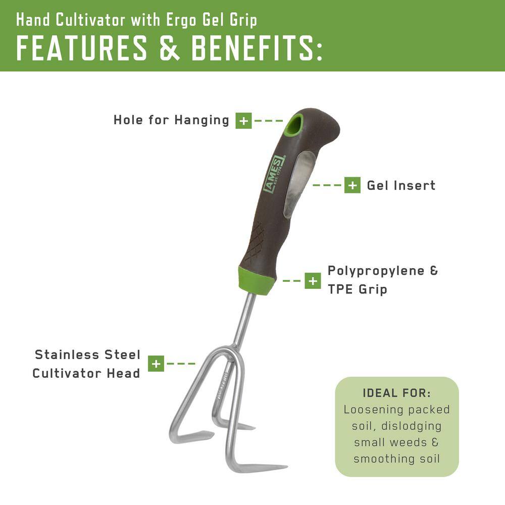 Ames 5-Piece Digging, Transferring, and Cultivating Garden Tool Set with Rolling Cart 10000-03450