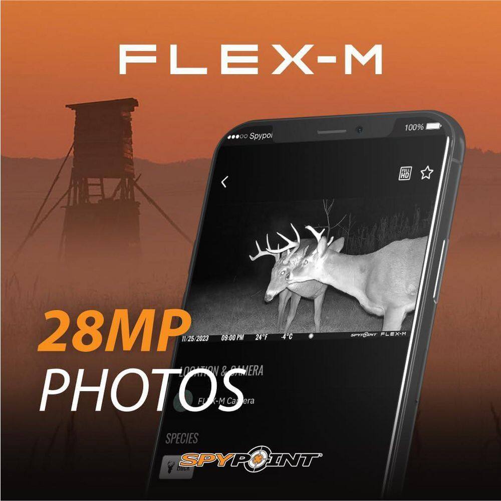 SpyPoint Flex-M Twin Pack Cellular Trail Cameras, GPS, Night Vision, Dual-Sim LTE, 28MP Photos, 720p Videos plus Sound (2) FLEX M  TWIN