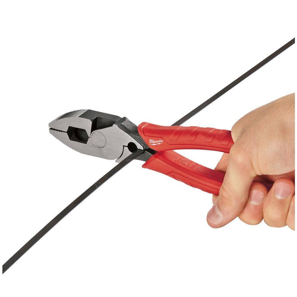 Milwaukee 10 in. High Leverage Lineman's Pliers with Crimper and Long Nose Pliers & 6 in./10 in. Straight-Jaw Pliers Set (4-Piece) 48-22-6100-48-22-6101-48-22-6330