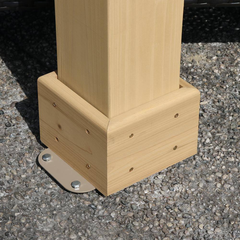 Yardistry Meridian 12 ft. x 12 ft. Premium Cedar Outdoor Patio Shade Gazebo with Architectural Posts and Brown Aluminum Roof YM11769