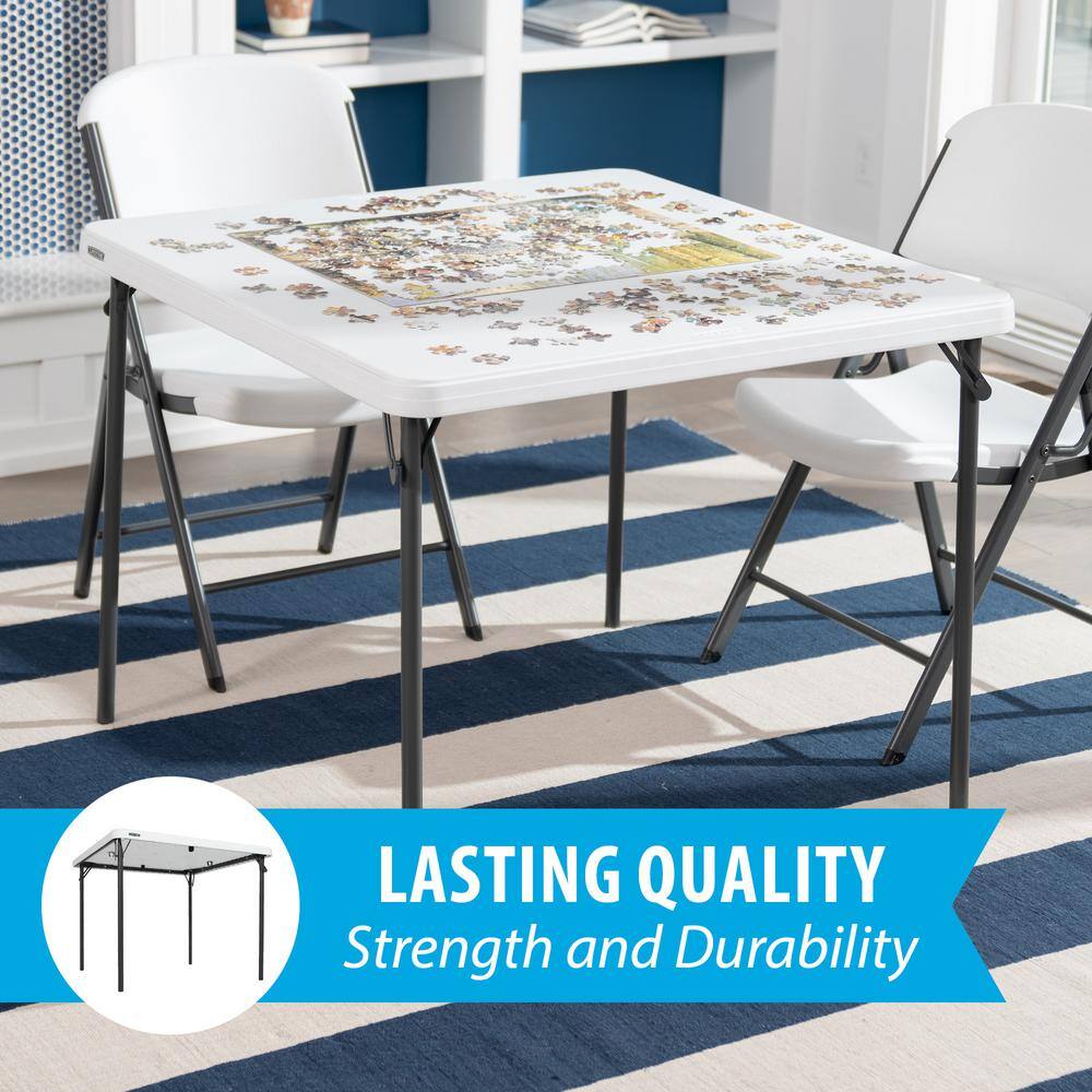 Lifetime 37 in. Commercial White Granite Square Resin Table 80783