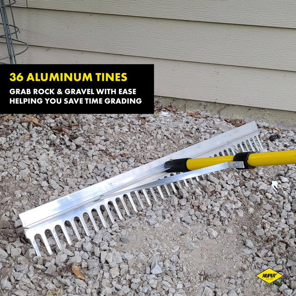 Nupla Heavy-Duty Landscape Rake with 60 in. Classic Fiberglass Handle 69240