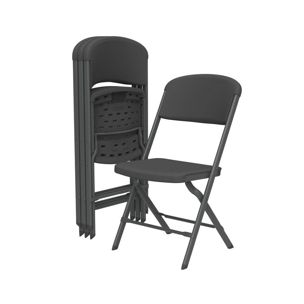 Lifetime Black Resin Contoured Seat Commerical Grade Office Folding Chair (Set of 4) 81159