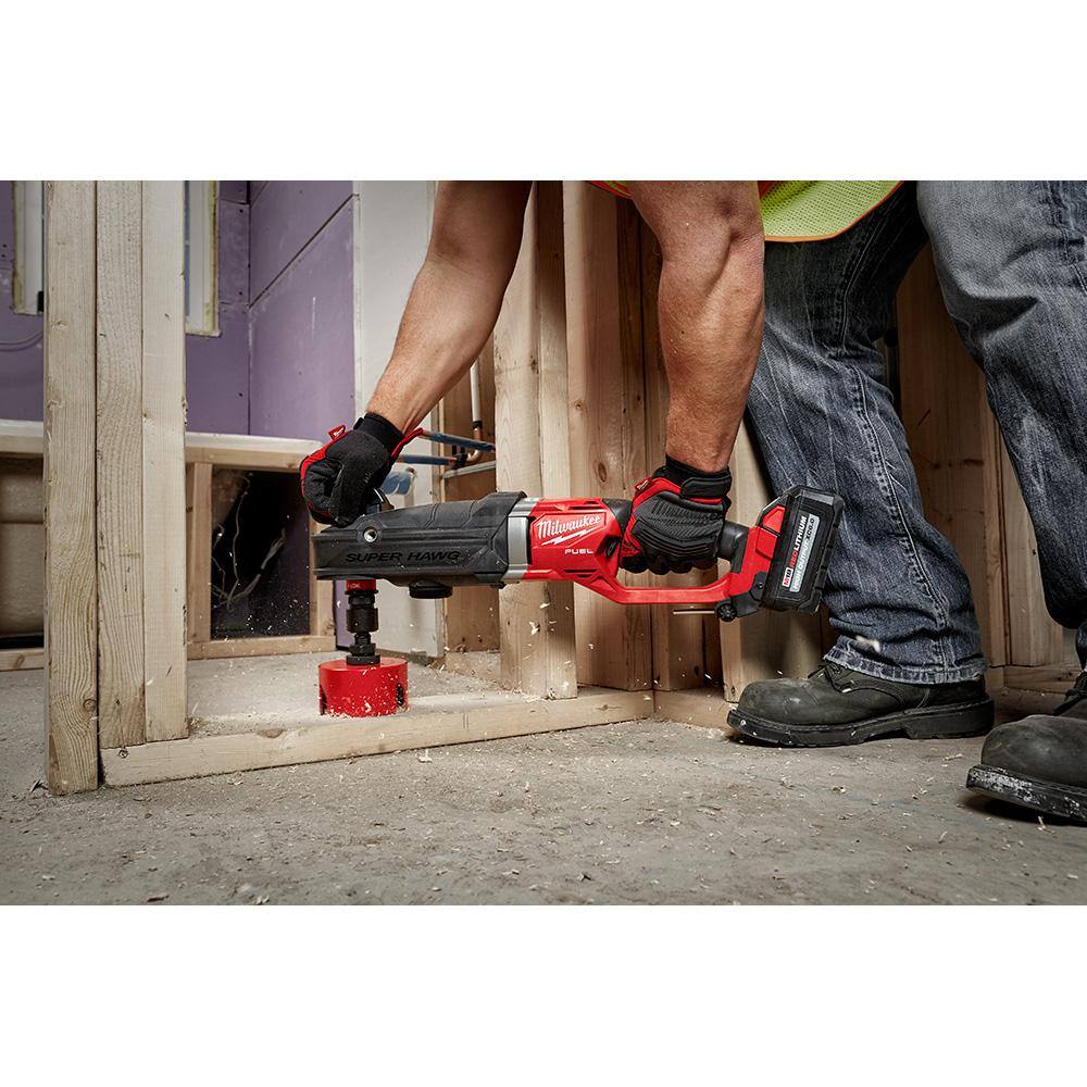 Milwaukee M18 FUEL 18-Volt Lithium-Ion Brushless Cordless GEN 2 SUPER HAWG 7/16 in. Right Angle Drill with M18 FUEL Hackzall 2811-20-2719-20
