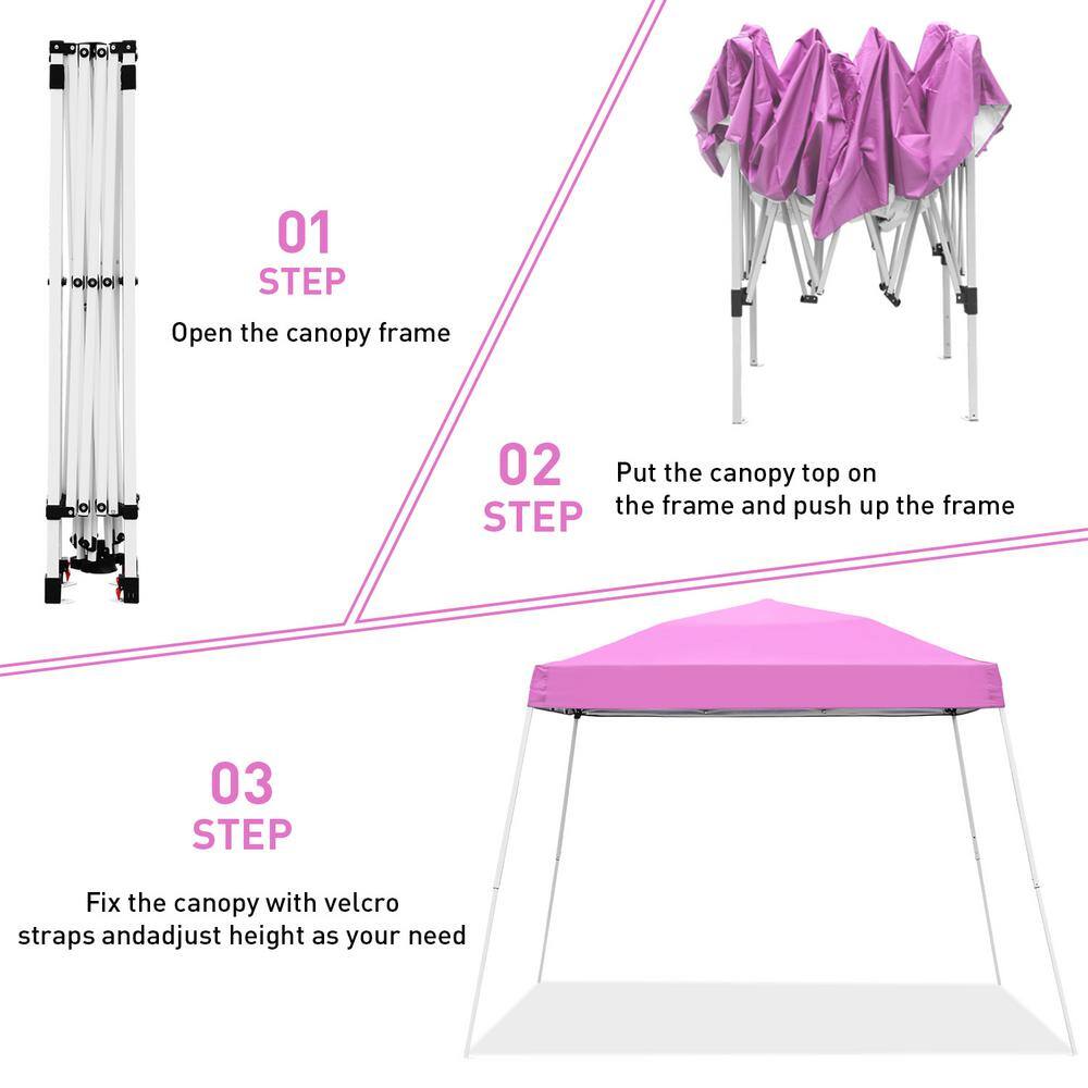 OVASTLKUY 10 ft. x 10 ft. Pink Outdoor Patio Pop Up Canopy Tent G040PI-P