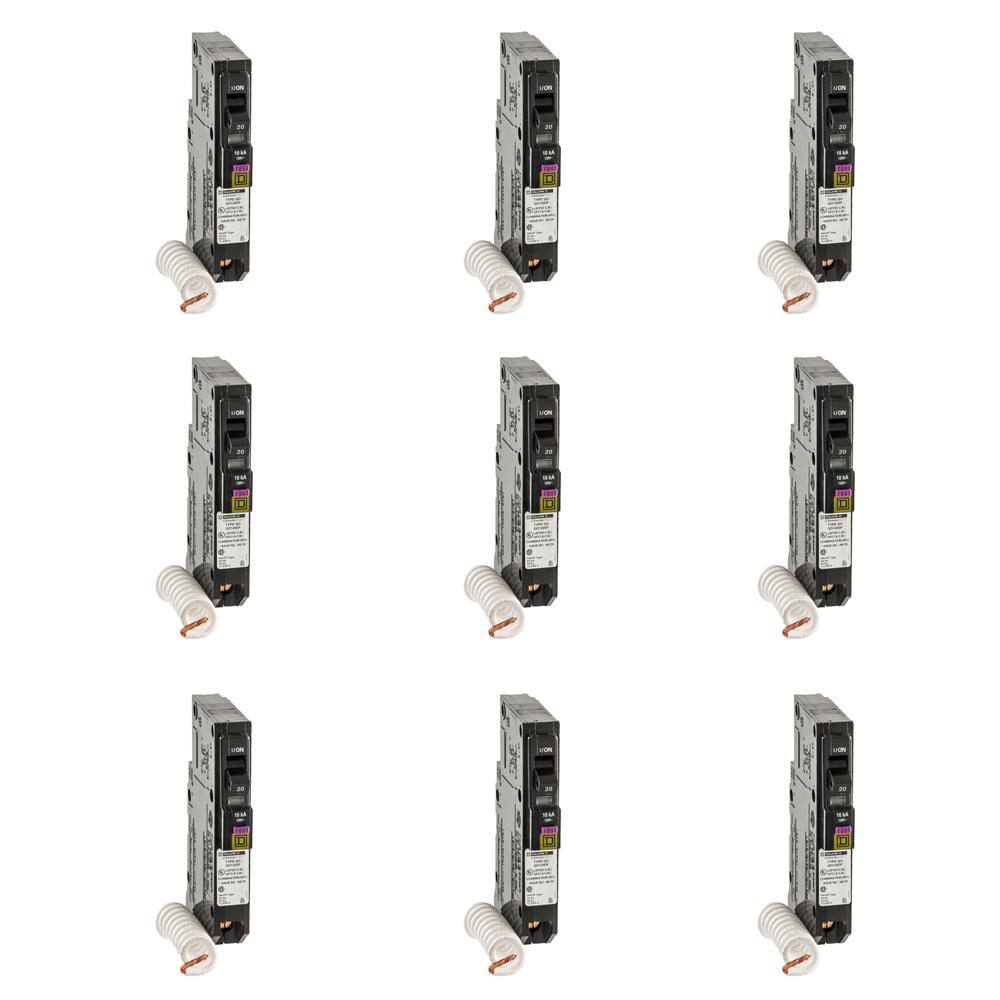 Square D QO 20 Amp Single-Pole Dual Function (CAFCI and GFCI) Circuit Breaker (9-pack) QO120DFC9