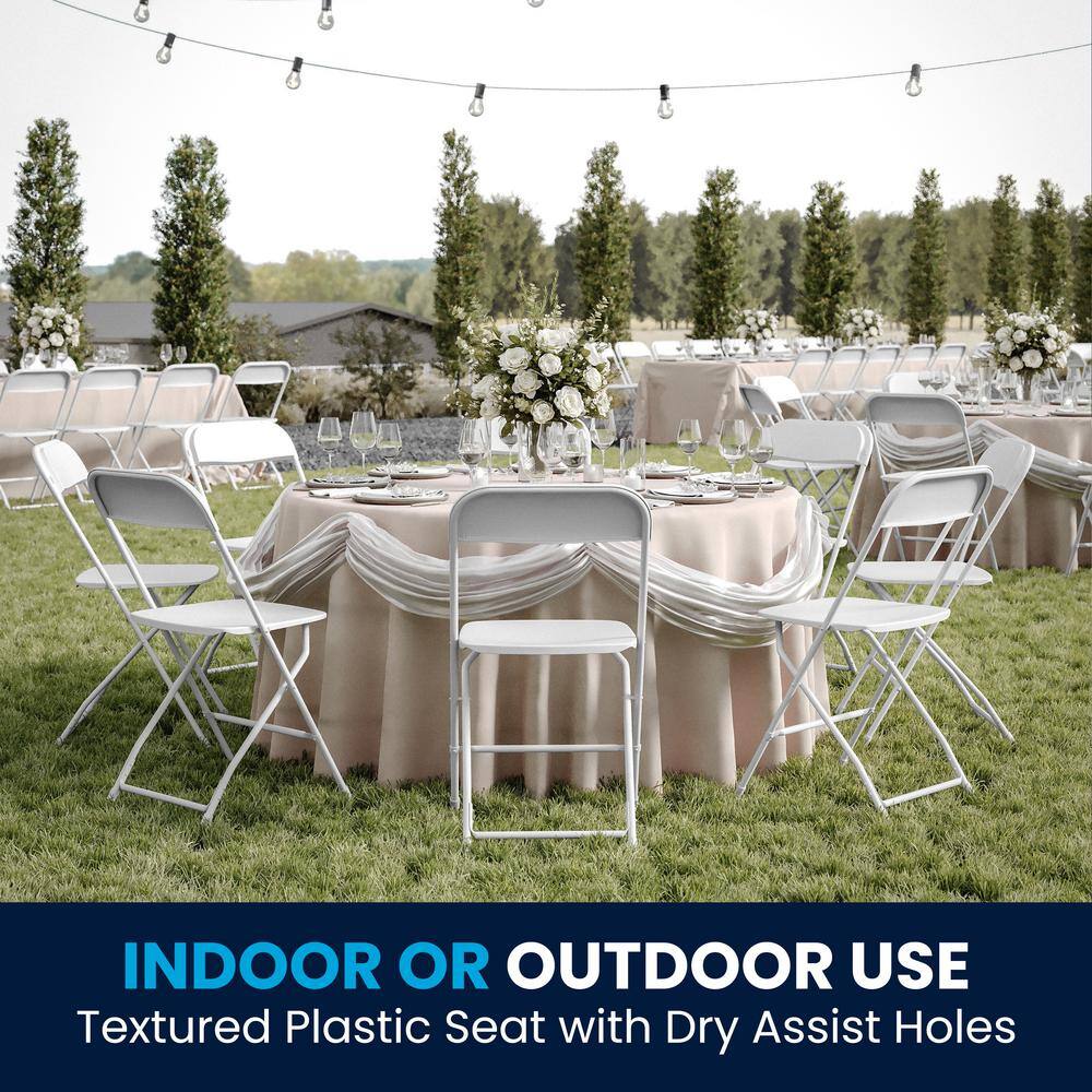 Carnegy Avenue Blue Plastic Seat with Metal Frame Folding Chair (Set of 2) CGA-LE-274398-BL-HD