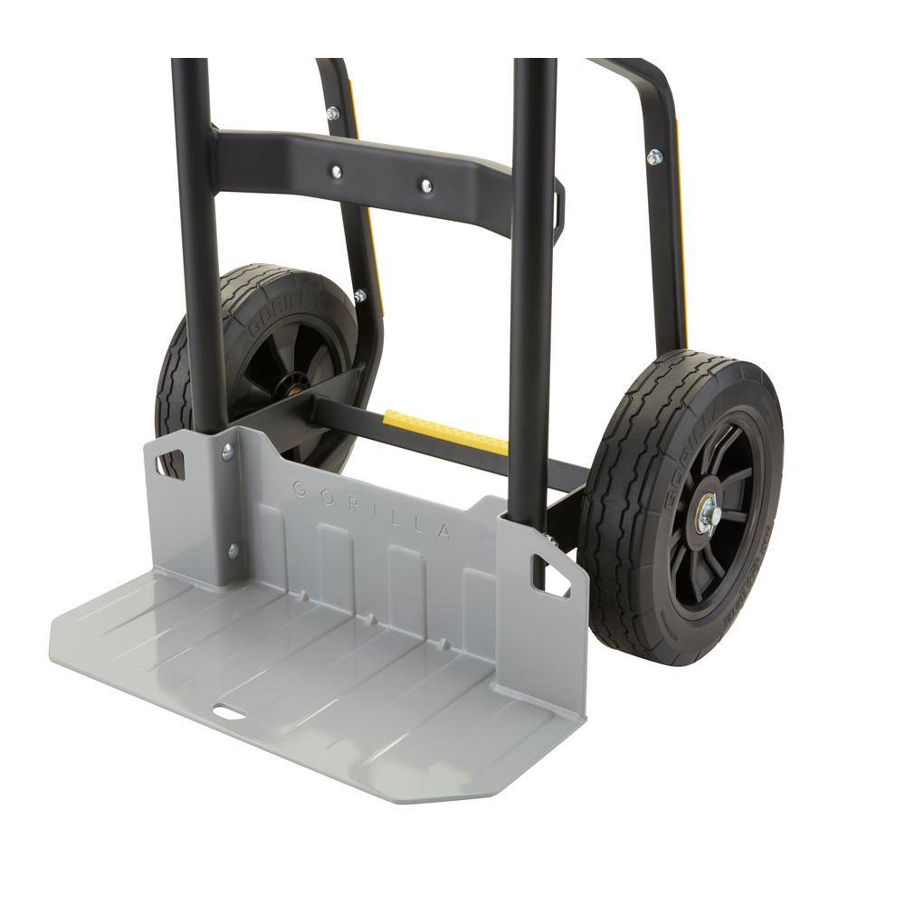 Gorilla 1,000 lbs. Capacity Steel Hand Truck with Multi-Grip Power Handle, Wide Load Toe Plate Super Duty Axle, Flat Free Tires GHH-10