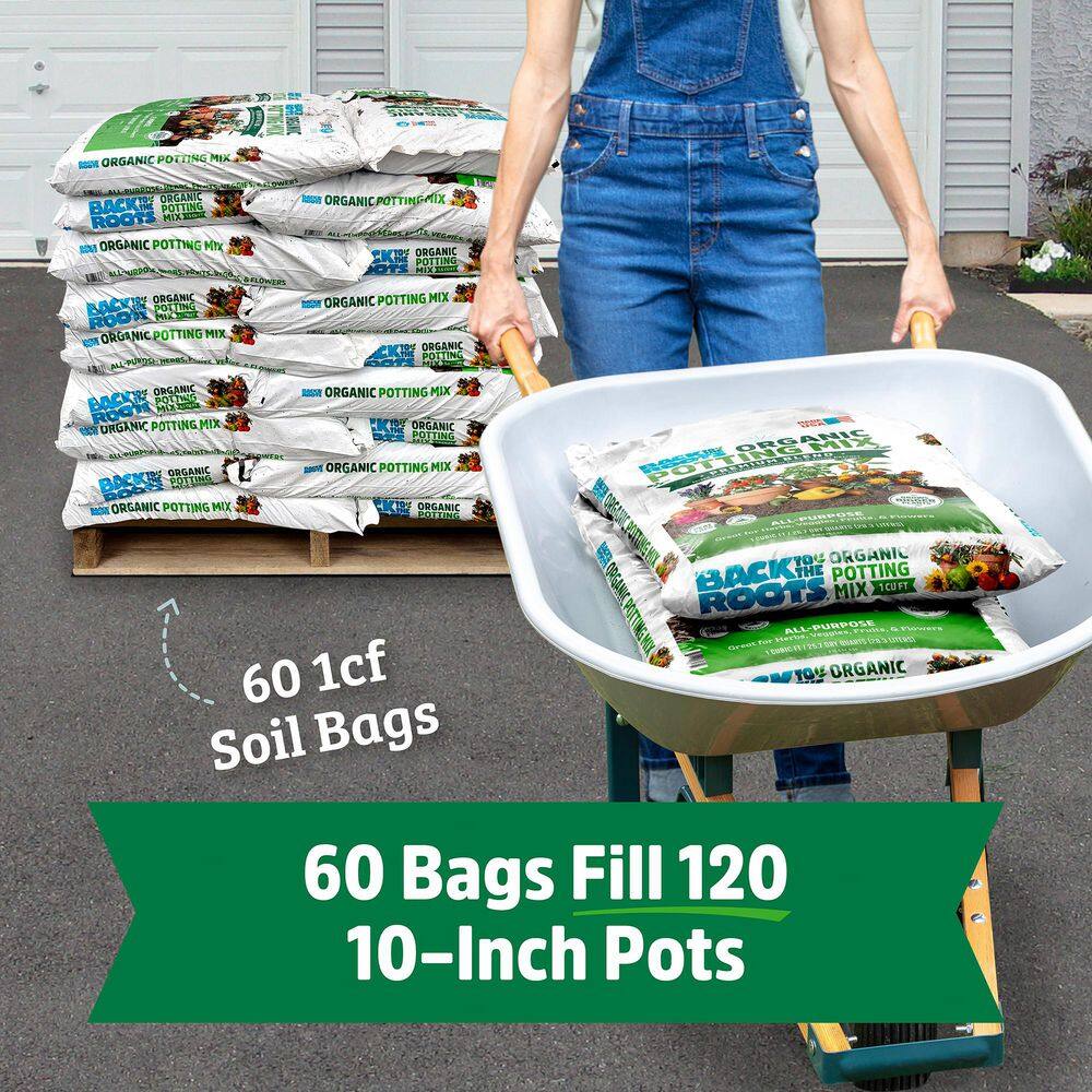 Back to the Roots Organic Bulk Potting Mix Soil Pallet (60 1 cu. ft. Bags) Peat-Free, Blended with Organic Fertilizer 47023