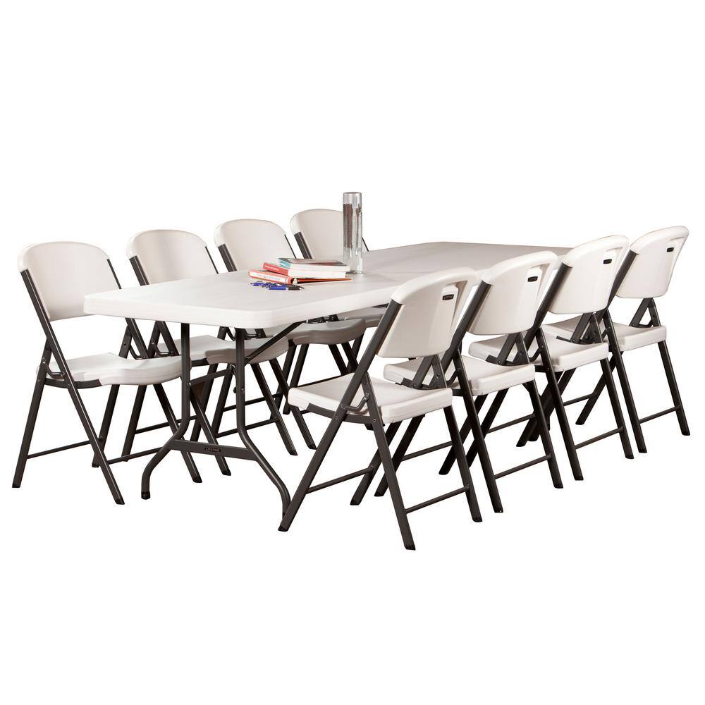 Lifetime 8 ft. White Gray Sand Granite Plastic Top Folding Banquet Table (Commercial) 22980