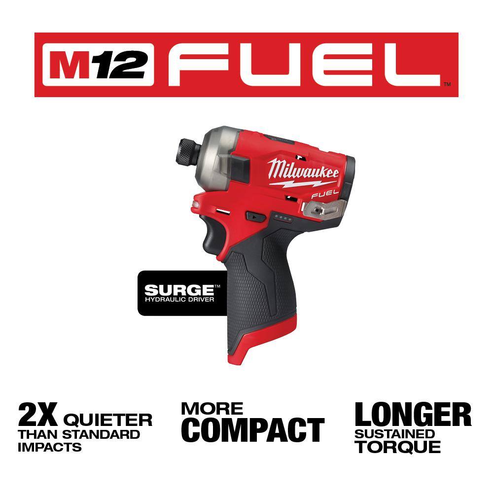 Milwaukee M12 FUEL 12V Lithium-Ion Cordless Oscillating Multi-Tool and Impact Driver with Two 3.0 Ah Batteries 2526-20-2551-20-48-11-2412