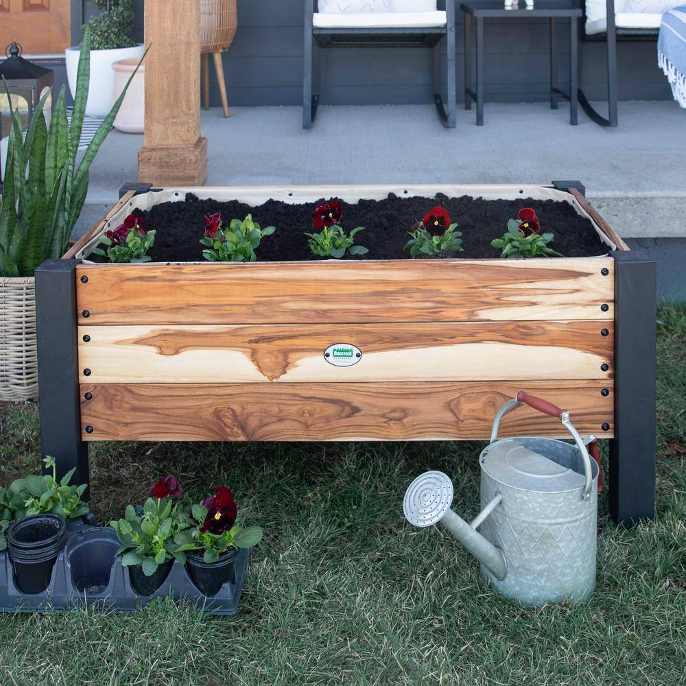 Backyard Discovery 4 ft. x 2 ft. 4 in. Outdoor Teak Planter 2204065com