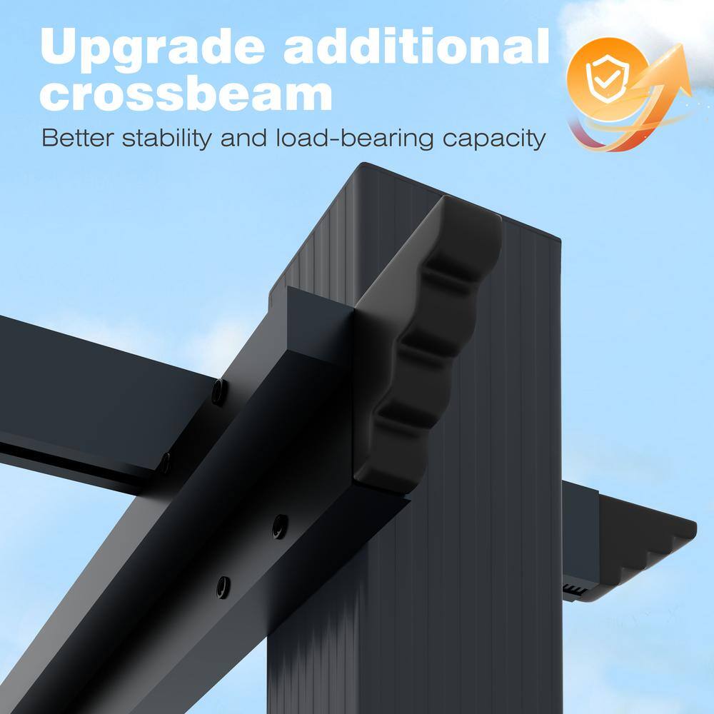 VEIKOUS 16 ft. W x 12 ft. D Aluminum Pergola Outdoor with Dark Gray Retractable Canopy PG0202-04GY