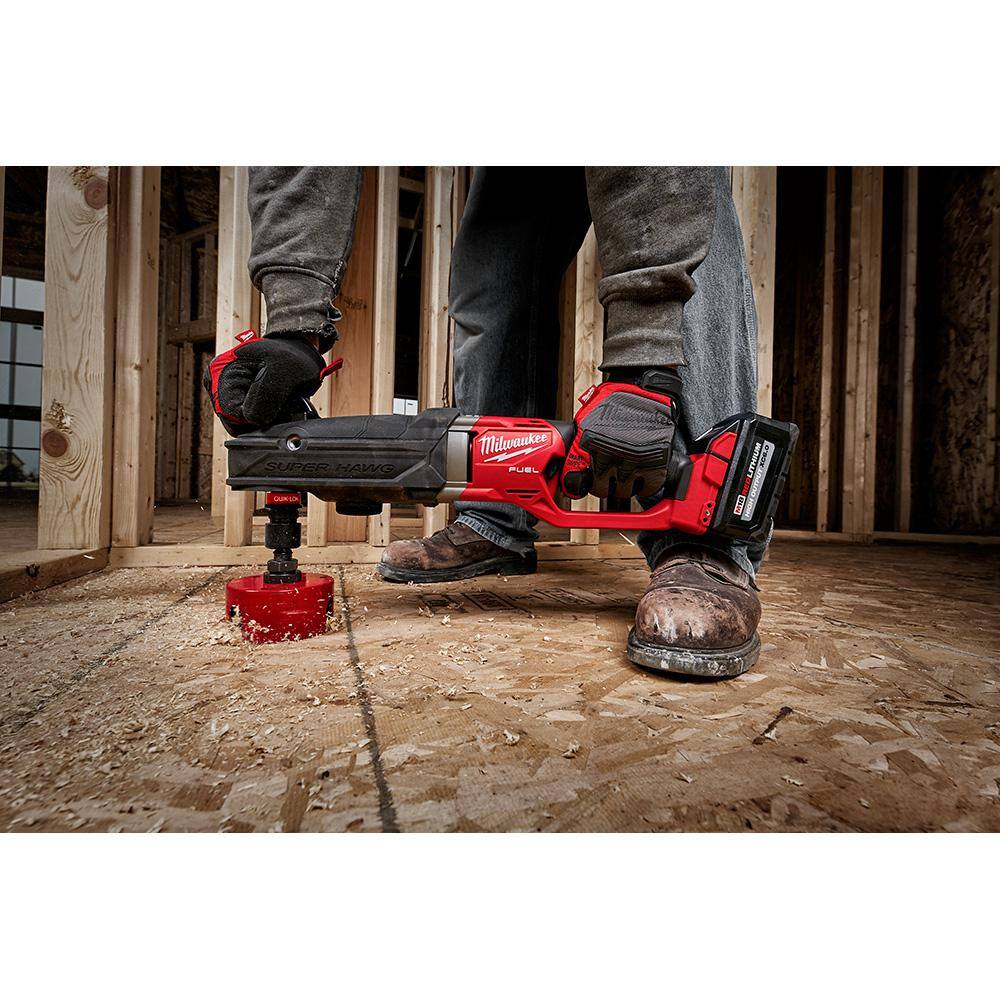 Milwaukee M18 FUEL 18-Volt Lithium-Ion Brushless Cordless GEN 2 SUPER HAWG 7/16 in. Right Angle Drill with M18 FUEL Hackzall 2811-20-2719-20