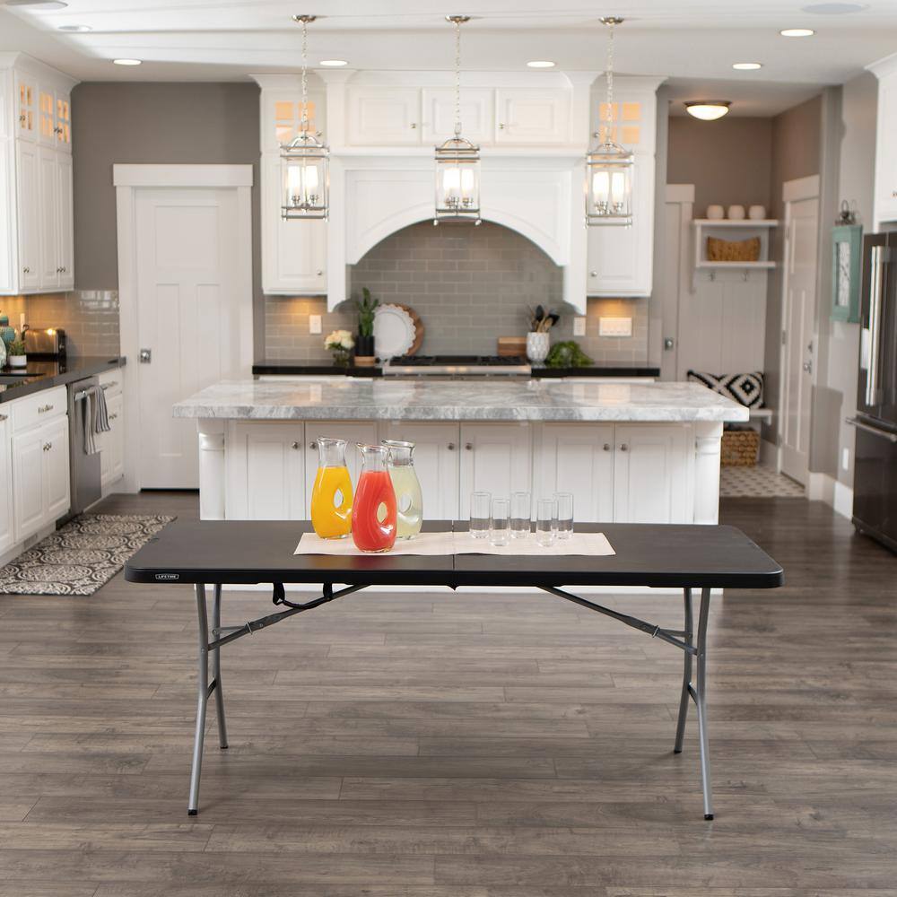 Lifetime 72 in. L Rectangle Black Resin Top Fold-In-Half Table 80788