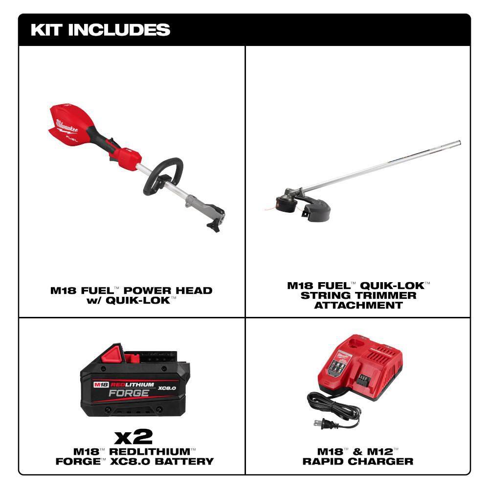 Milwaukee M18 FUEL 18V 16 in. Brushless Cordless Battery Powered QUIK-LOK String Trimmer w/ (2) 8.0 Ah FORGE Batteries, Charger 3016-21ST-48-11-1881