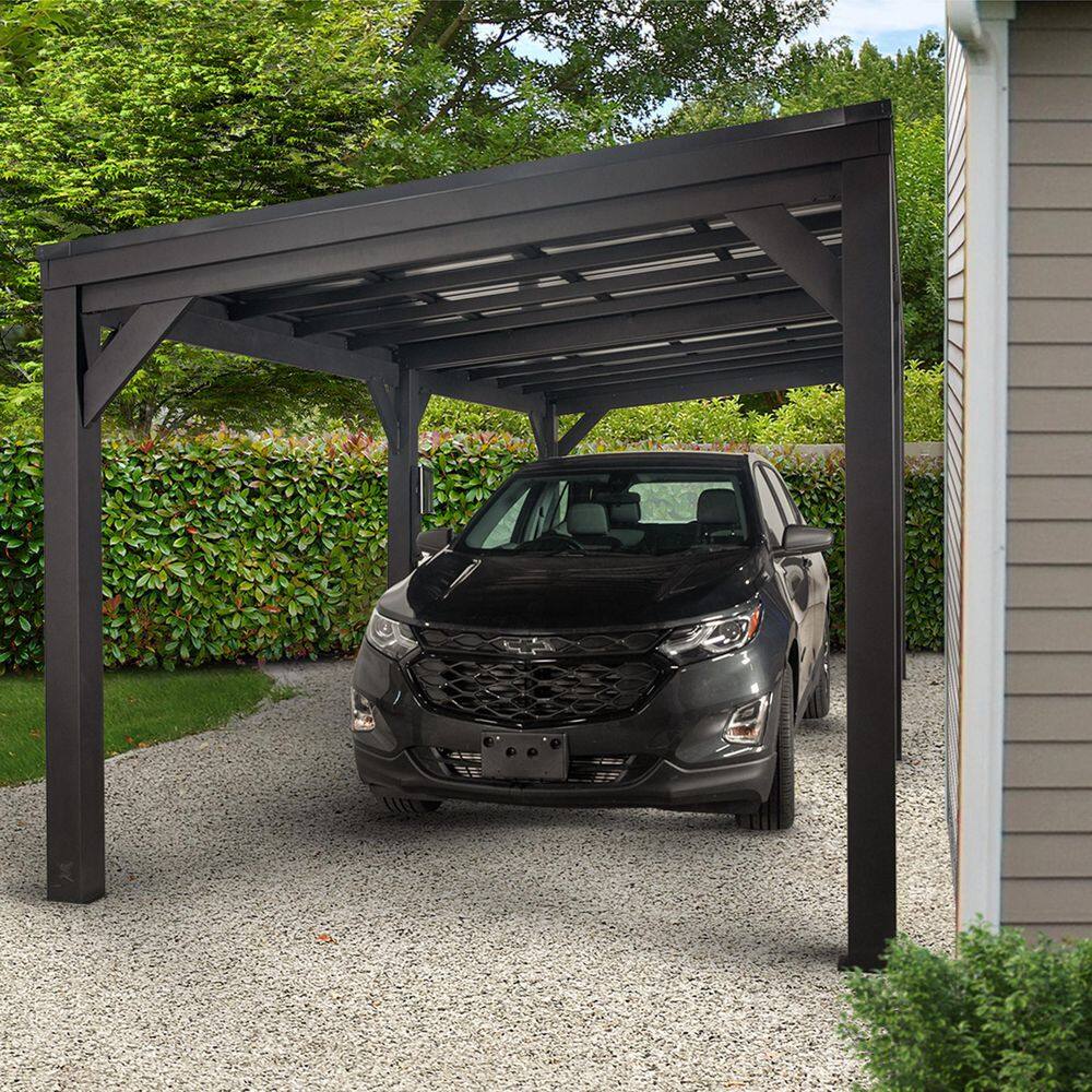 Backyard Discovery Stonebridge 20 ft. x 9 ft. 6 in. All Steel Metal Carport Pavilion Gazebo with Hard Top Steel Metal Roof and Electric 2307117COM
