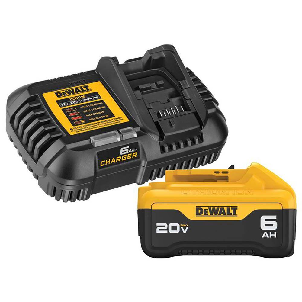 DEWALT 20V MAX XR Lithium-Ion Cordless Brushless Jigsaw with 6.0 Ah Battery Pack and Charger Kit DCS334BWDCB206C