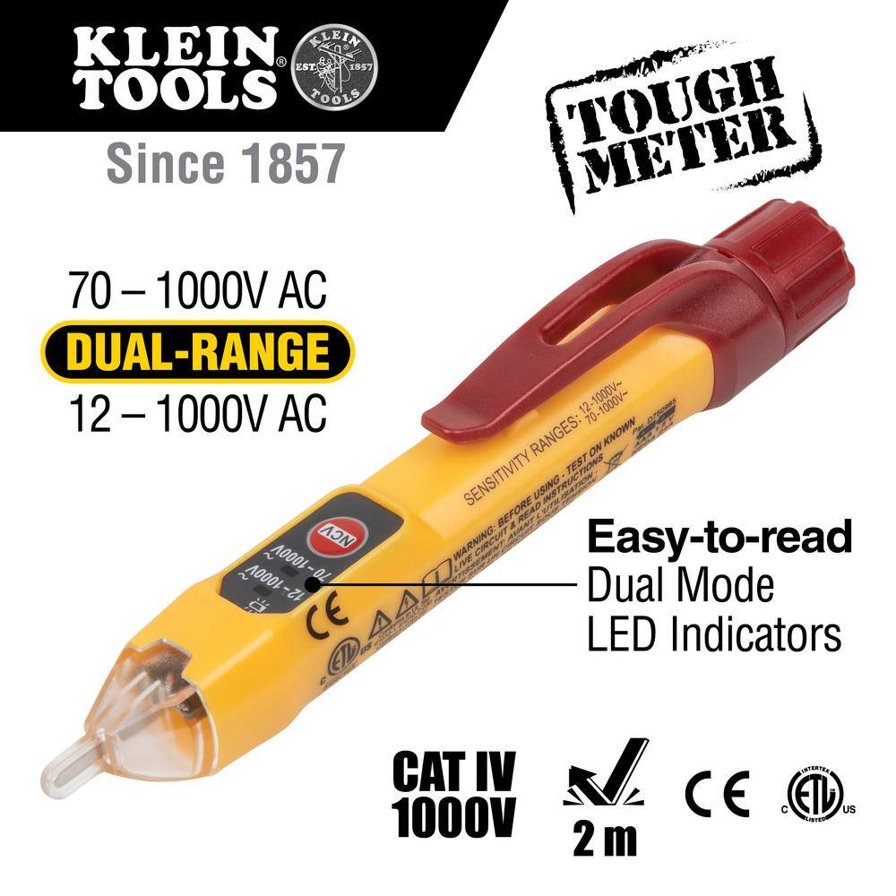 Klein Tools 3-Piece AC/DC Voltage Tester, 12V-1000-Volt AC Dual Range Non-Contact Voltage Tester & GFCI Receptacle Tester Tool Set M2O41267KIT