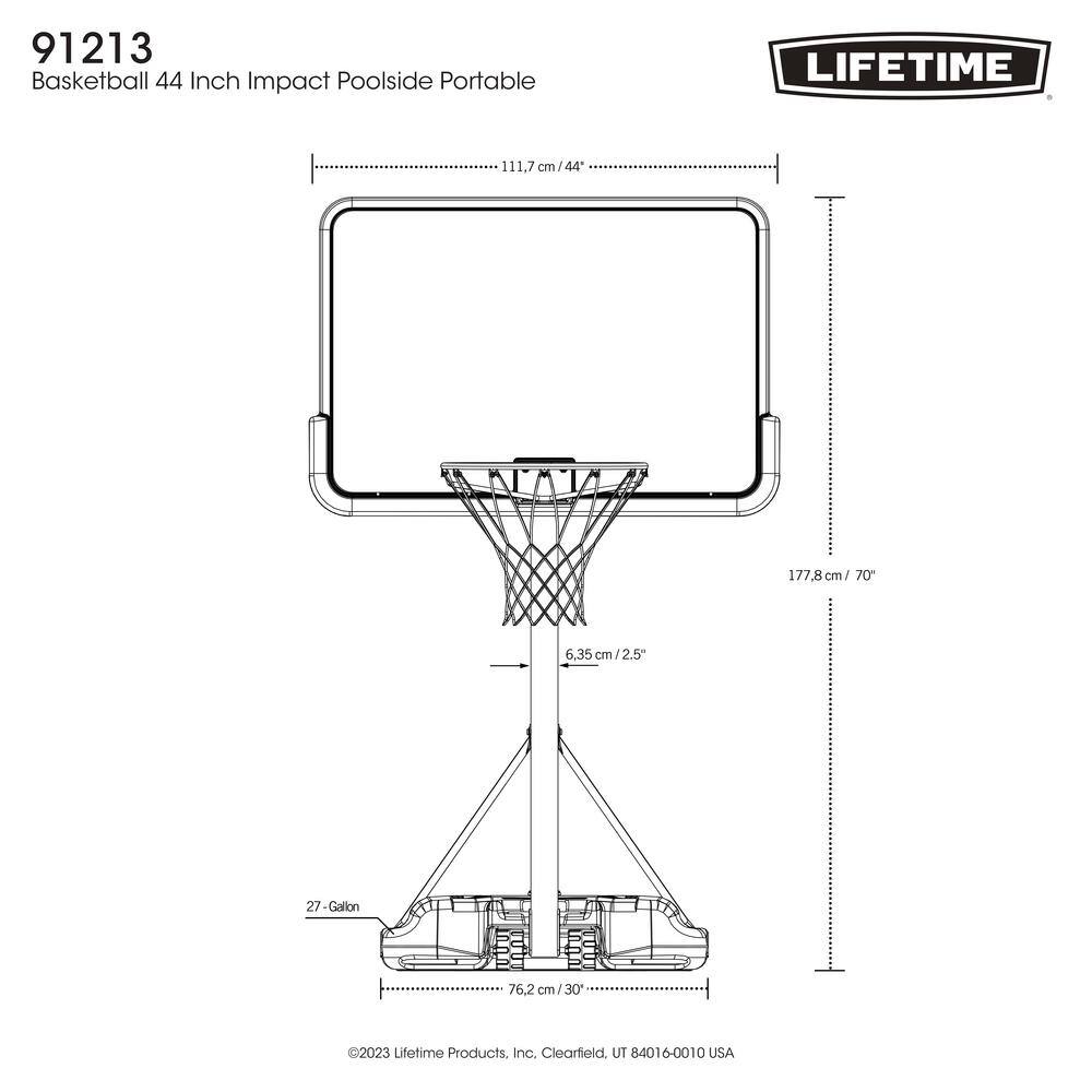 Lifetime Basketball 44 in. Impact Poolside Portable in White and Blue 91213