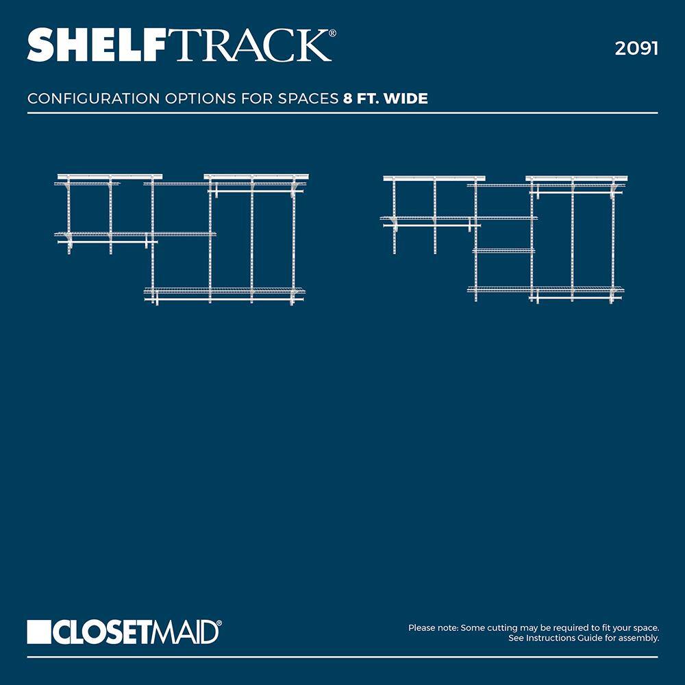 ClosetMaid ShelfTrack 120.5 in. W White Reach-In Wall Mount 5-Shelf Wire Closet System Organizer Kit 2091