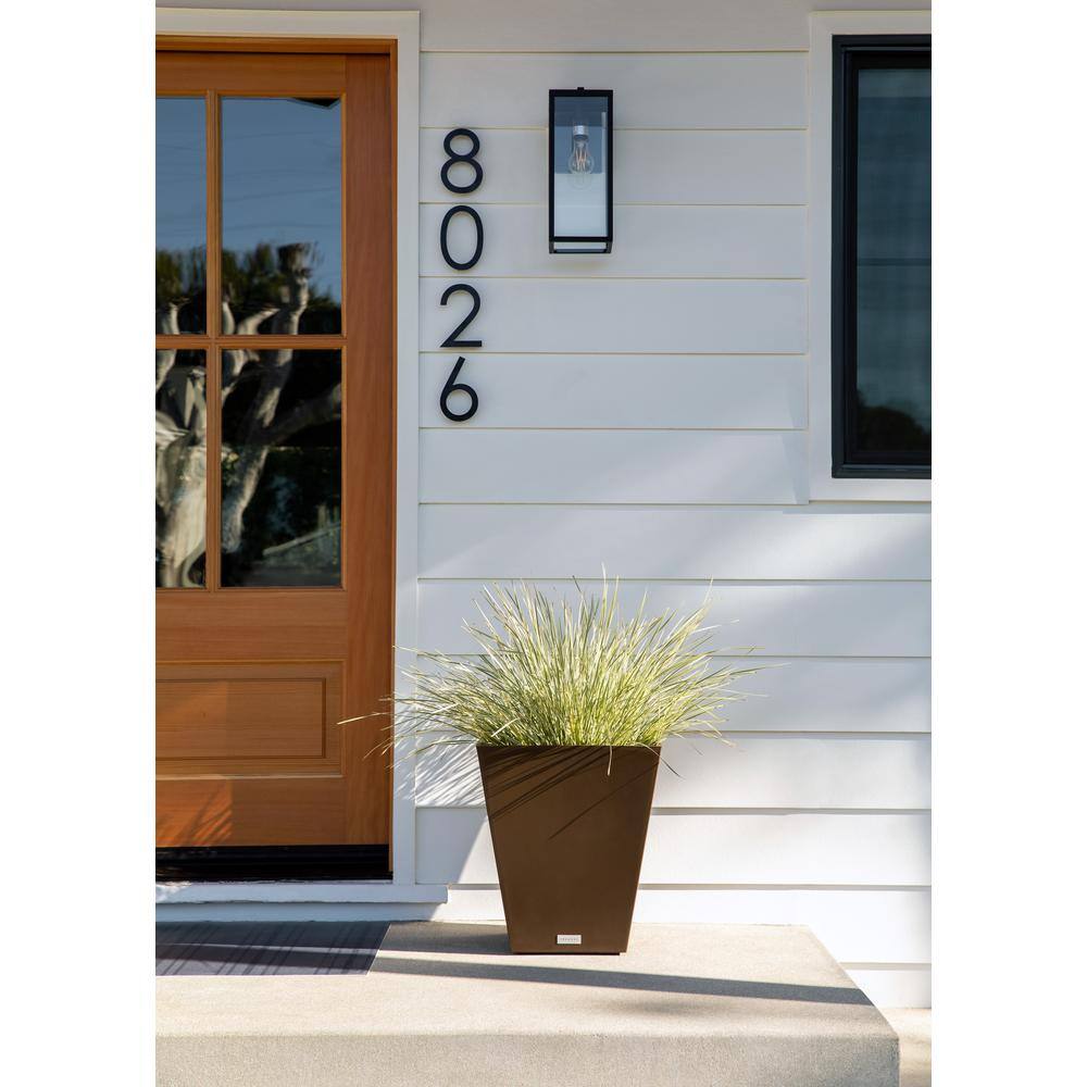 Veradek Nobleton Large Espresso Plastic Tapered Planter with Drainage Holes (19 in. L x 19 in. W x 22 in. H) NBV22E