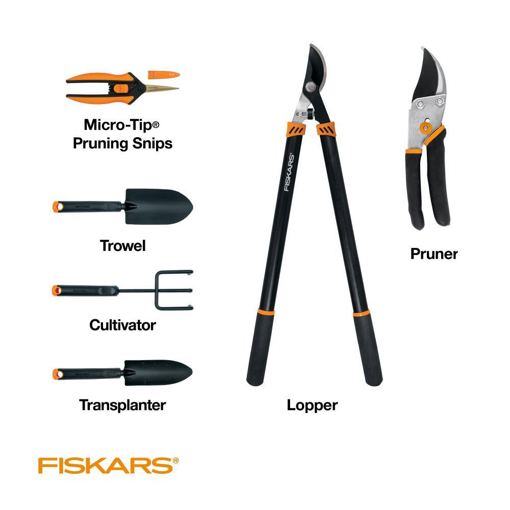 Fiskars 6-Piece Essentials Heavy-Duty Garden Tool Set 2009107