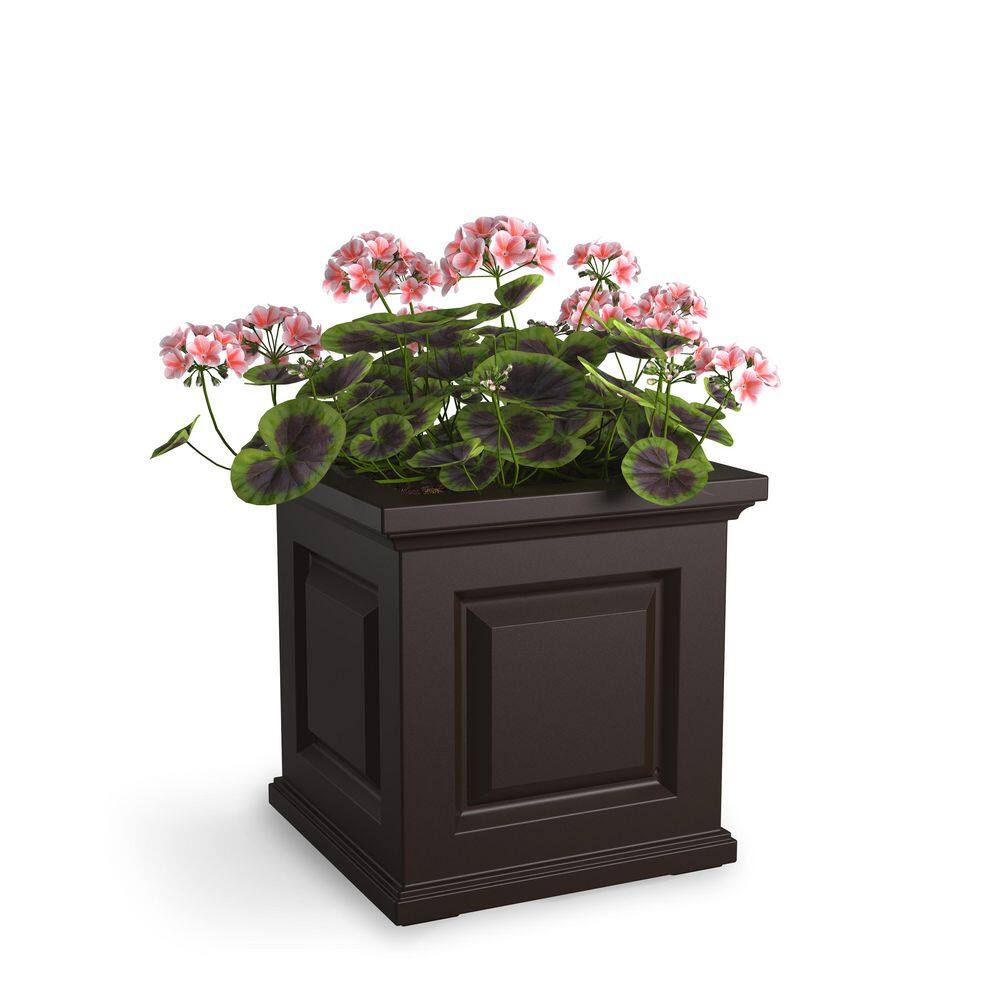 Mayne Nantucket 16 in. Square Self-Watering Espresso Polyethylene Planter 5865-ES