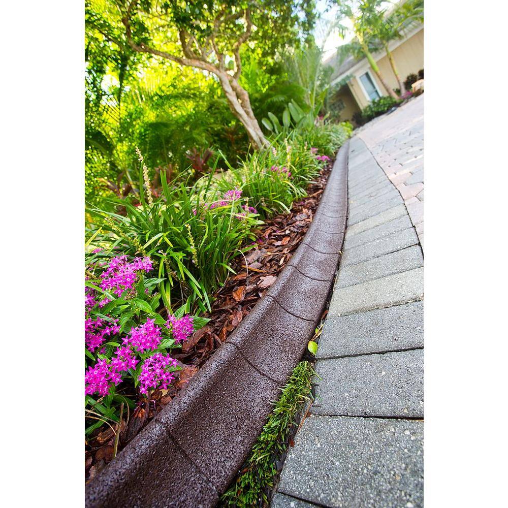 EcoBorder 4 ft. Brown Rubber Curb Landscape Edging (4-Pack) CURB-BRN-4PK