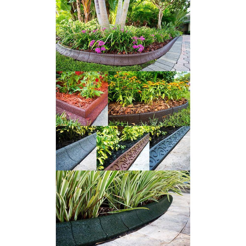 EcoBorder 4 ft. Brown Rubber Curb Landscape Edging (4-Pack) CURB-BRN-4PK