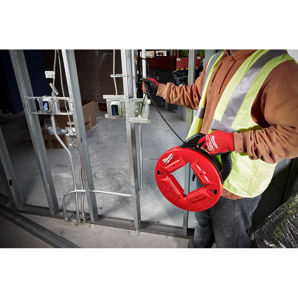 Milwaukee 13 in. x 50 ft. Polyester Fish Tape with Non-Conductive Tip and Rasping Jab Saw 48-22-4162-48-22-0104
